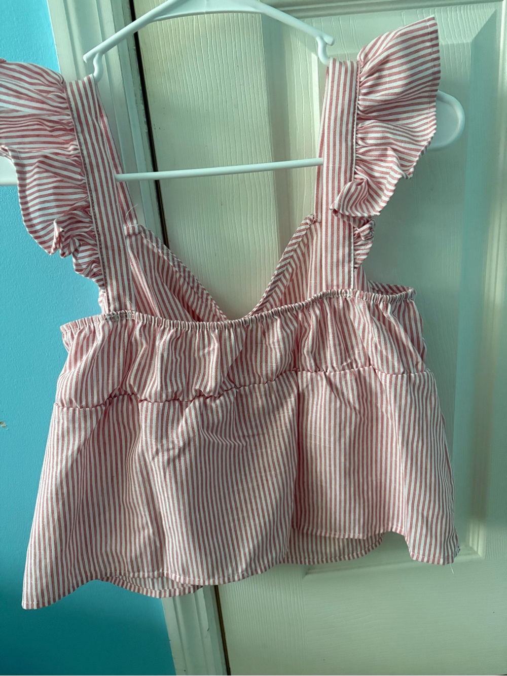 Striped Babydoll Ruffle Tank Top - Picture 2 of 3